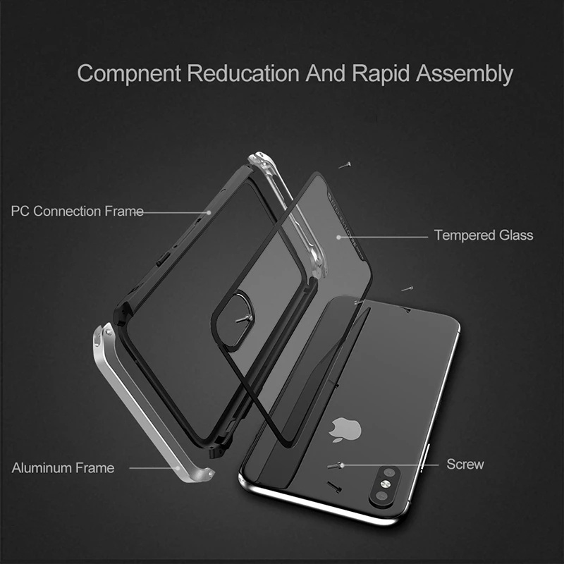 Ốp Điện Thoại Kính Cường Lực + Khung Nhôm Kim Loại Chống Sốc Cho iPhone 13/13Pro/13Pro Max