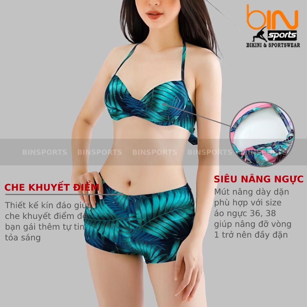 Đồ Bơi Nữ Đi Biển Hai Mảnh Hoa Lá Freesize Bin Sports BHV065