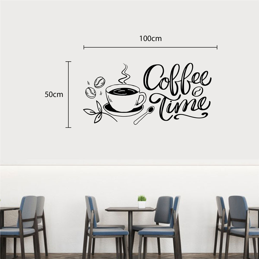 DECAL DÁN TƯỜNG TRANG TRÍ QUÁN COFFE TIME