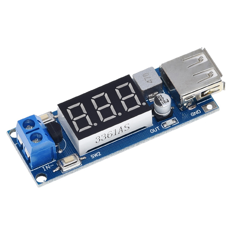 DC-DC 12V đến 5V Mô-đun cấp nguồn bước xuống Vôn kế xe Sạc USB Mô-đun bước xuống USB 6V / 6V / 12V /