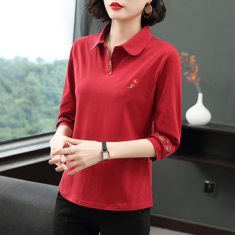 Áo Thun Tay Lửng Dáng Rộng Thời Trang Mùa Thu Mới Cho Nữ Trung Niên