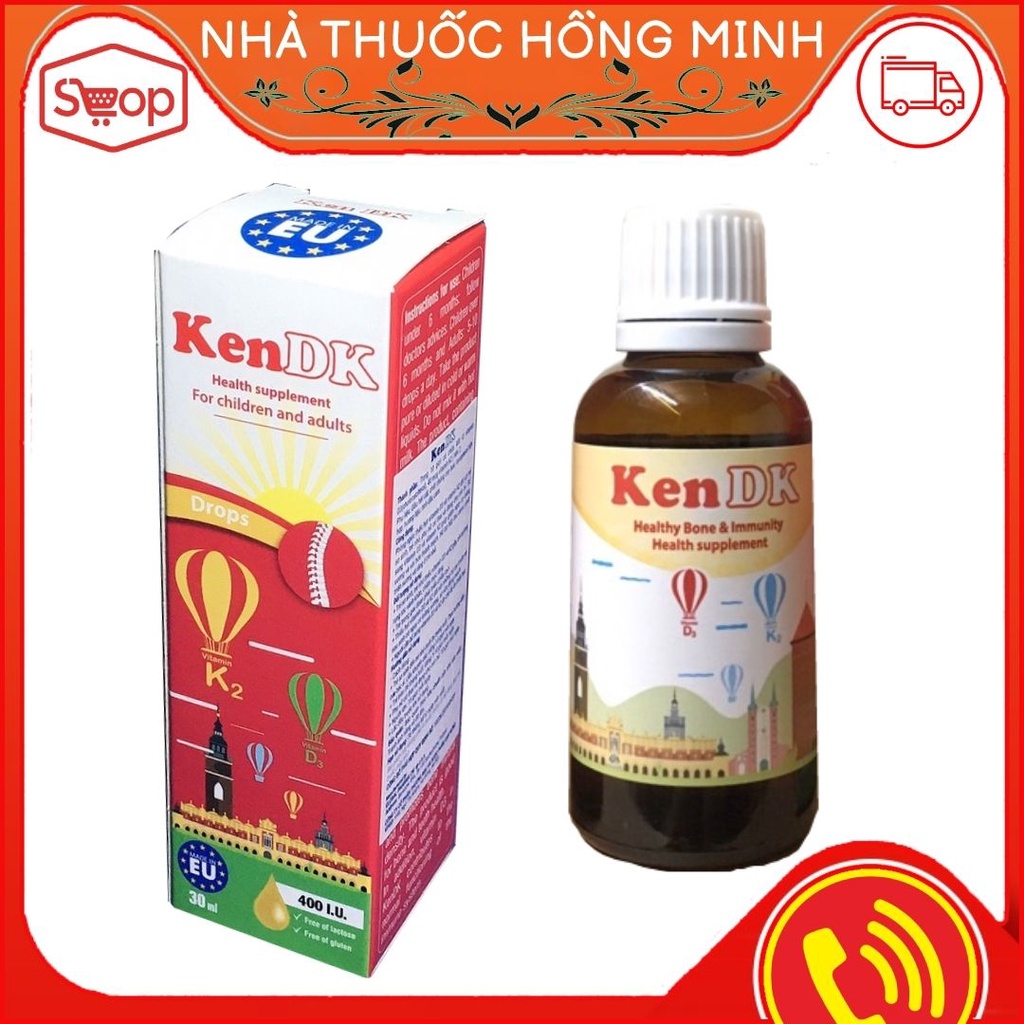 Siro KenDK Vitamin D3, Vitamin K2 (MK-7) đối với trẻ em sơ sinh và trẻ nhỏ, phụ nữ có thai và cho con bú. Lọ 30ml