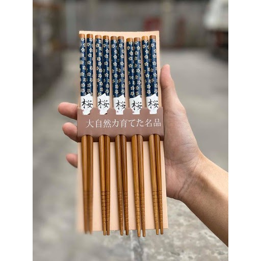 Set 5 đôi đũa hoa xanh KOKUBO Hàng nội địa Nhật Bản