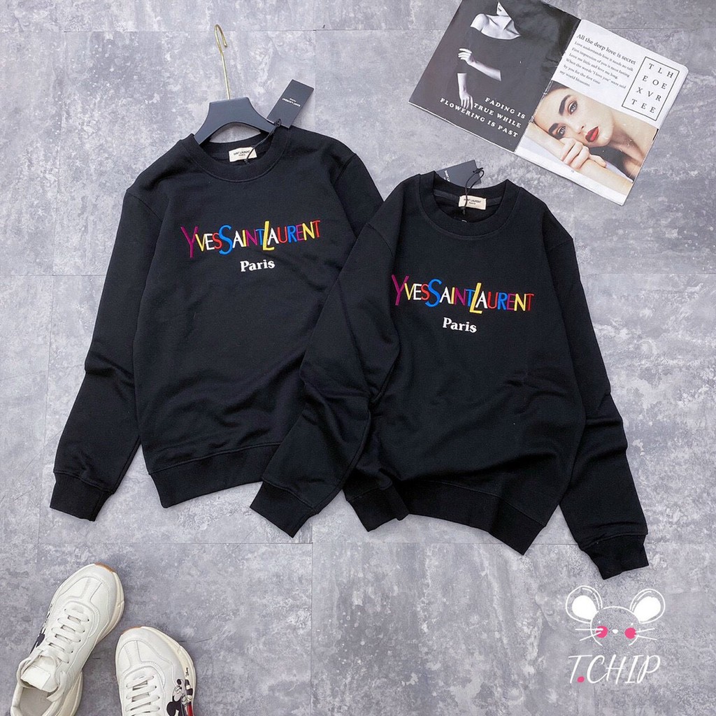 Áo nỉ thêu chữ YvessaintLaurent Paris form rộng cao cấp nhiều màu | BigBuy360 - bigbuy360.vn