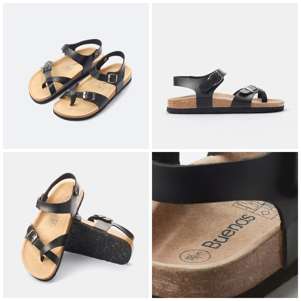 Sandal đế trấu nam nữ unisex sandal birken xỏ ngón Buenas - BU02 có quai