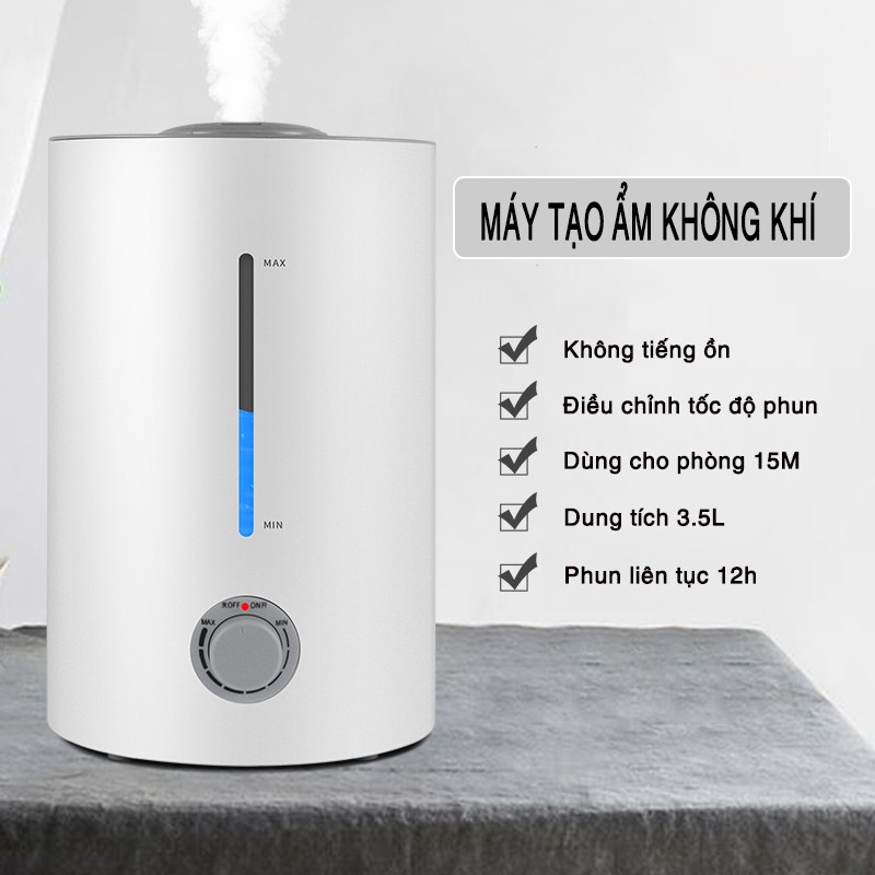 Máy tạo ẩm không khí HUMIDIFIER❤FREESHIP ❤ Dung tích 3.5 lít, có lõi lọc bằng than hoạt tính. AKIKO _Vietnam