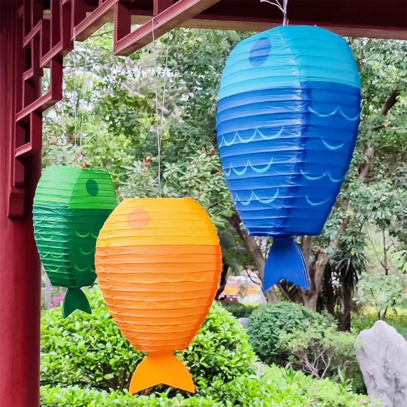 Lồng Đèn Giấy Treo Trang Trí Hình Cá Biển DIY