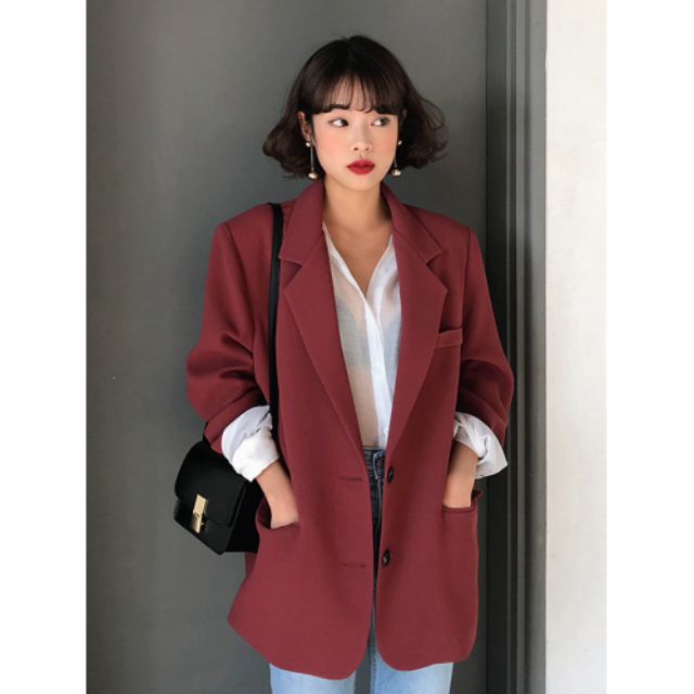 Ảnh thật 3 hình cuối-Áo blazer đỏ phiên bản Hàn Quốc chanh xả | BigBuy360 - bigbuy360.vn