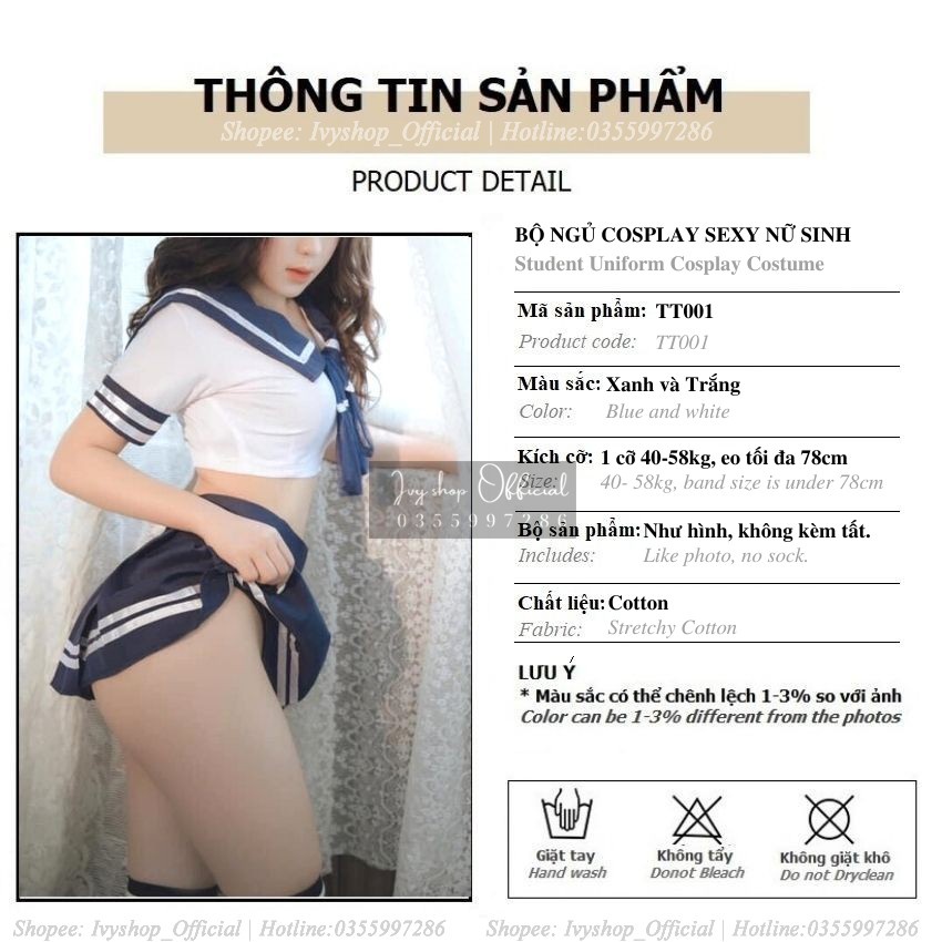 Cosplay sexy đồng phục nữ sinh Nhật Bản, đồ ngủ cosplay nữ học sinh, thủy thủ, PJ SALE THANH LÝ- TT001