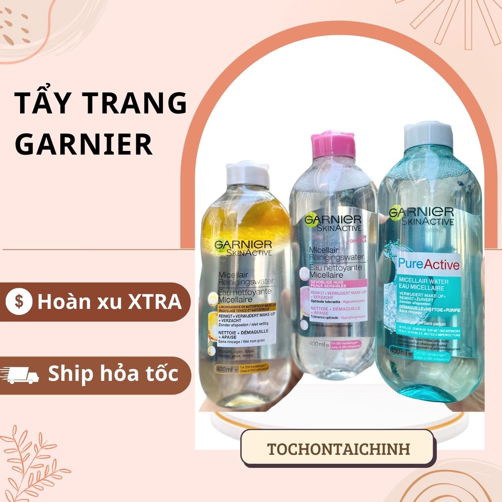 Nước tẩy trang Garnier Micellar - Hàng Pháp 3 màu