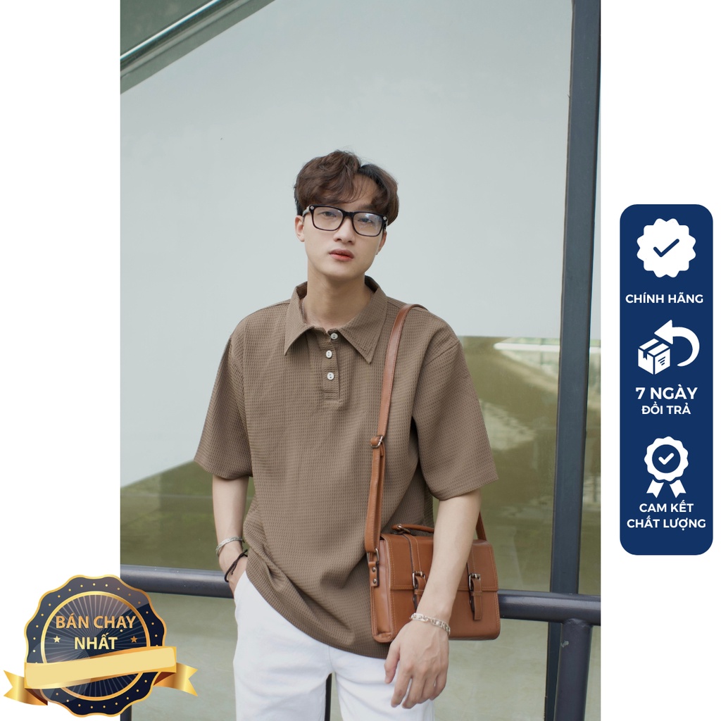 [𝑯𝒂̀𝒏𝒈 𝑯𝒊𝒆̣̂𝒖] Áo polo form rộng tay lỡ Unisex basic trẻ trung thun tổ ong | BigBuy360 - bigbuy360.vn
