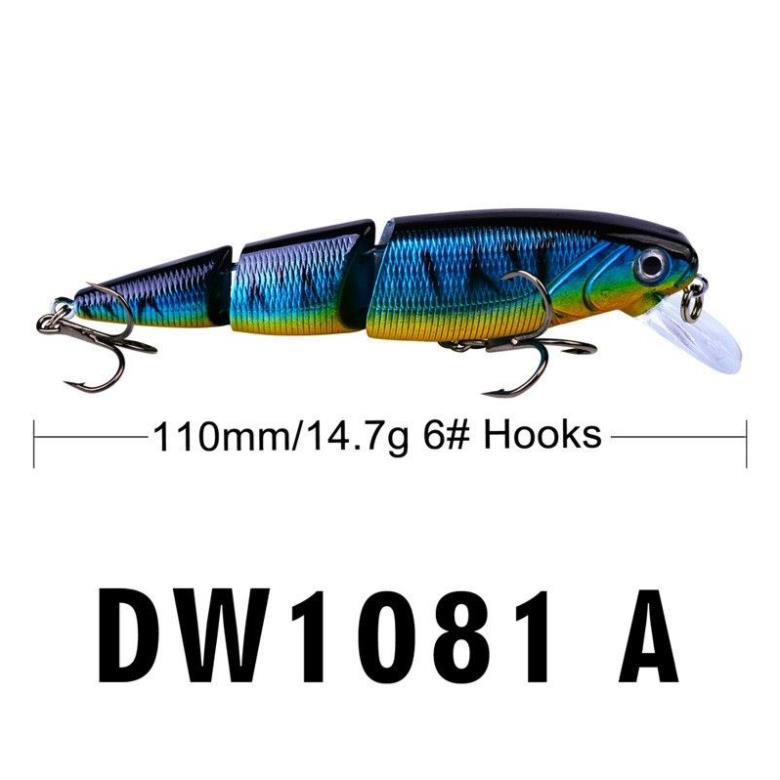 Mồi Câu Lure 3 Khúc Chuyên Đồ Câu Lure Dài 11cm nặng 14,7g  Chuyên Lure Chẽm,Nhồng, Hồng,Măng,...
