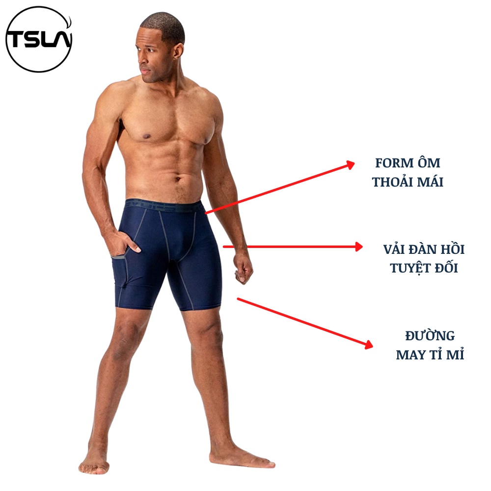Quần legging thể thao nam ngắn Devops CÓ TÚI form ôm lưng thun cao bó cơ combat tập gym đá bóng yoga