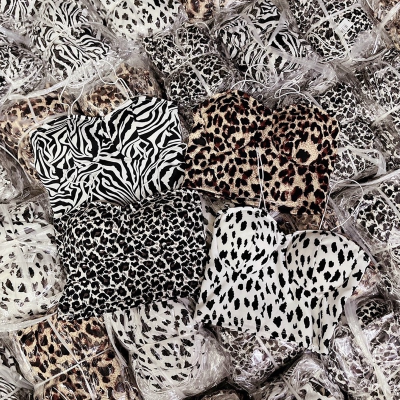 Áo 2 dây sợi bún có mút ngực hoa văn