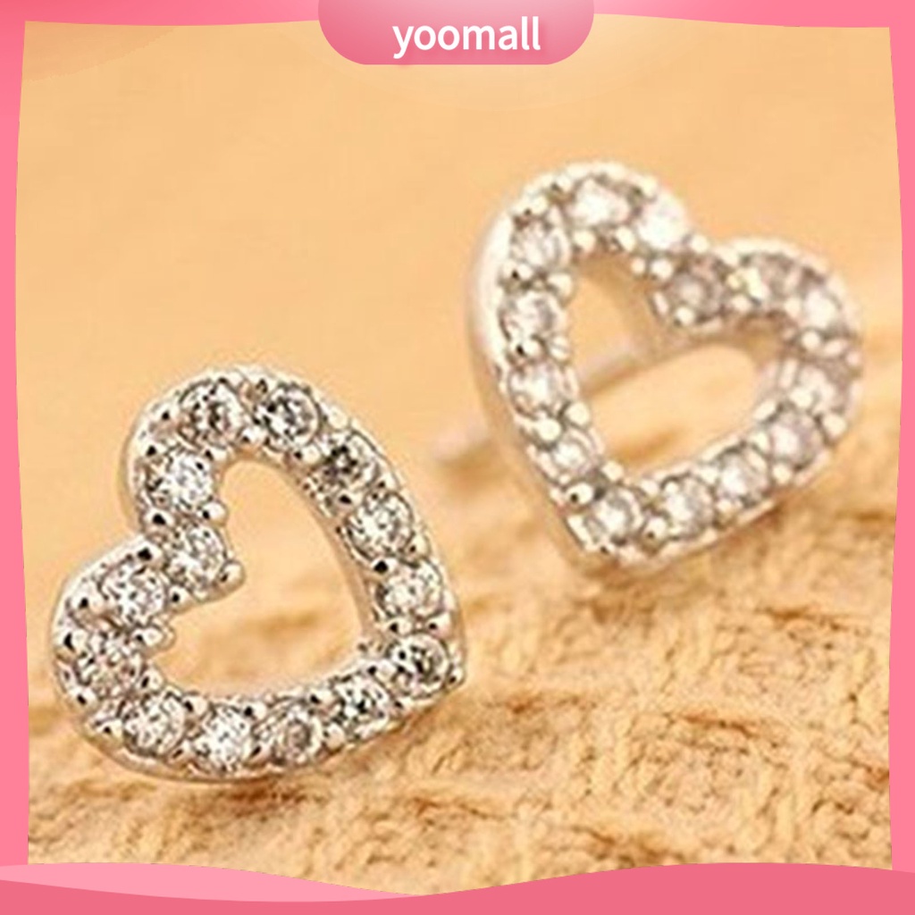 Hoa tai đính đá hình trái tim xinh xắn dành cho nữ