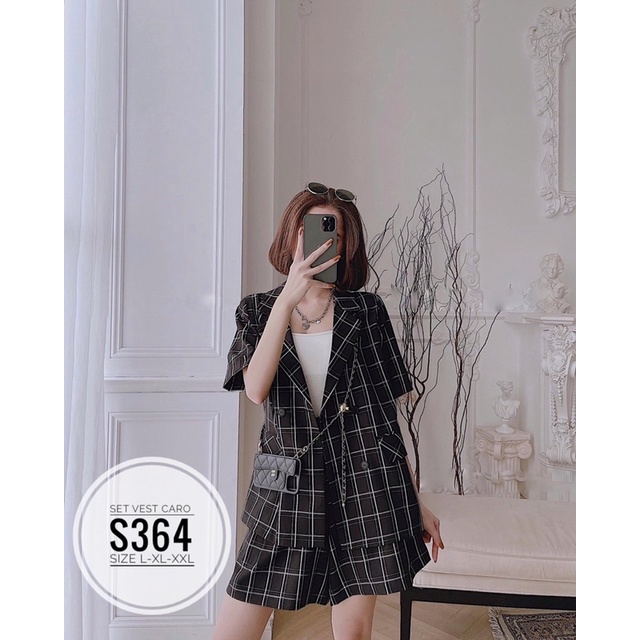 BIGSIZE Set vest caro S364