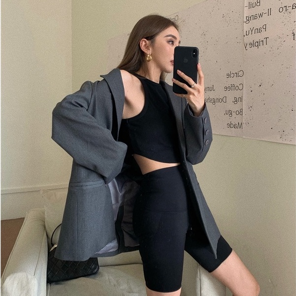 XIAO ZHAI NV QADCOL Áo Hai Dây Dáng Ôm Thiết Kế Độc Đáo Quyến Rũ