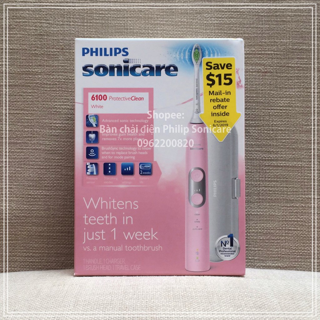 Philips 6100_Bàn chải điện sóng âm Philips Sonicare ProtectiveClean 6100