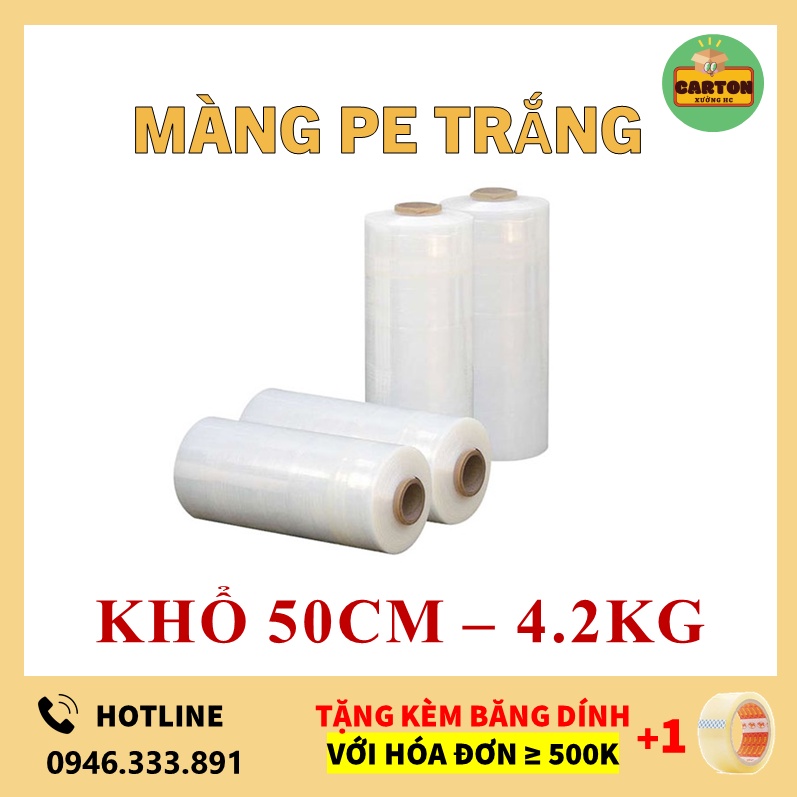 [SỈ/LẺ] Màng PE Trắng khổ 50Cm 4.2Kg, Màng Co PE Trắng Giá Rẻ Hà Nội