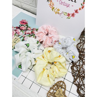 scrunchies cột tóc họa tiết vương miện - chun buộc tóc vải - phụ kiện tóc xinh