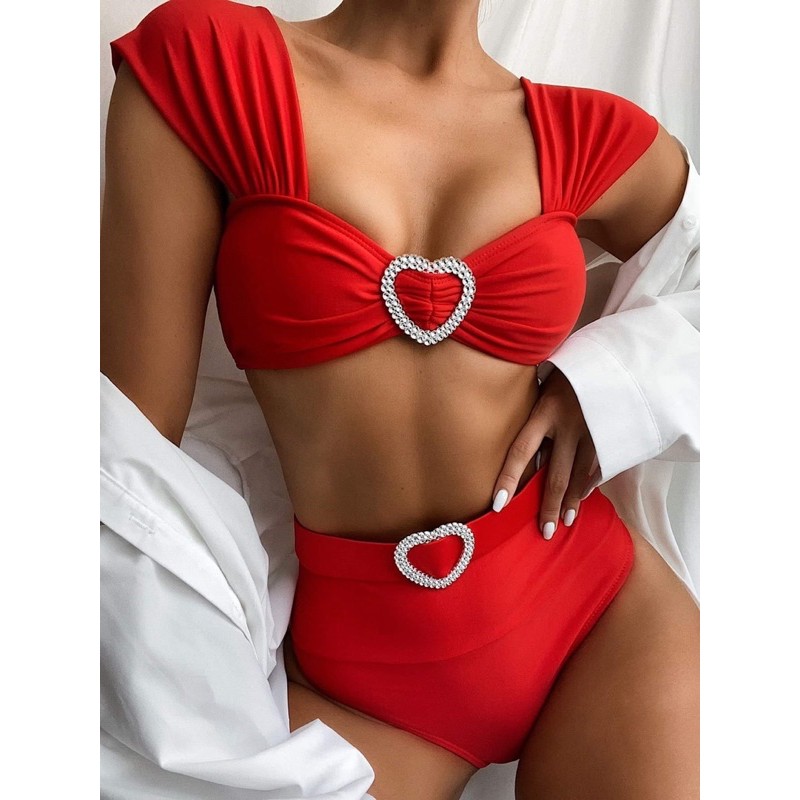 [BKN761] &lt;ÂU&gt; SET BIKINI KHUY TIM ĐỎ KÈM BELT RỜI (CẠP CAO)