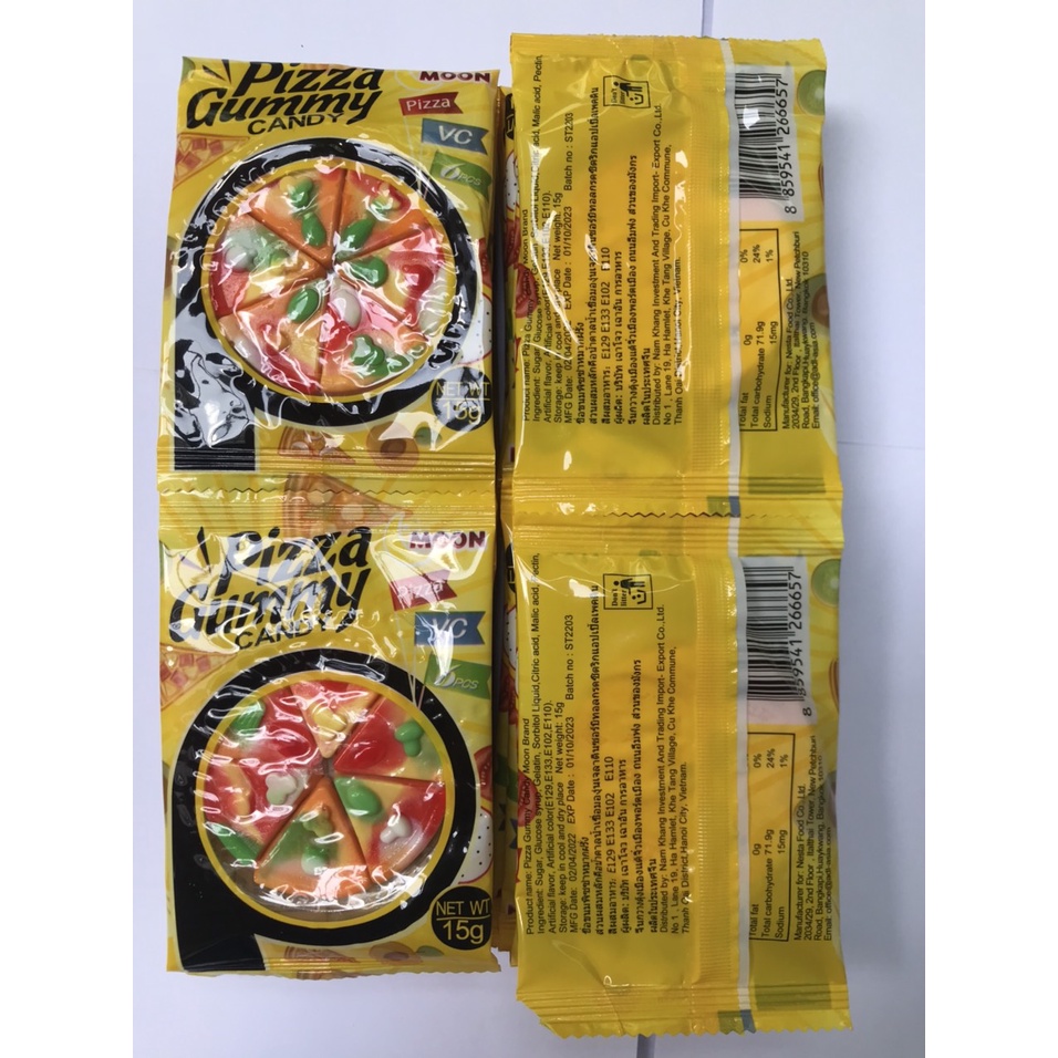 Kẹo Dẻo Pizza Moon Gummy Candy Pizza (Dây 12 gói x 15g)