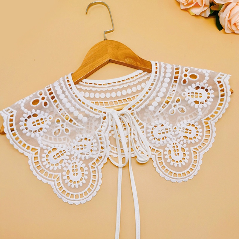 Vòng Cổ Bằng Vải Organza Thêu Ren Lỗ Có Thể Tháo Rời Cho Nữ