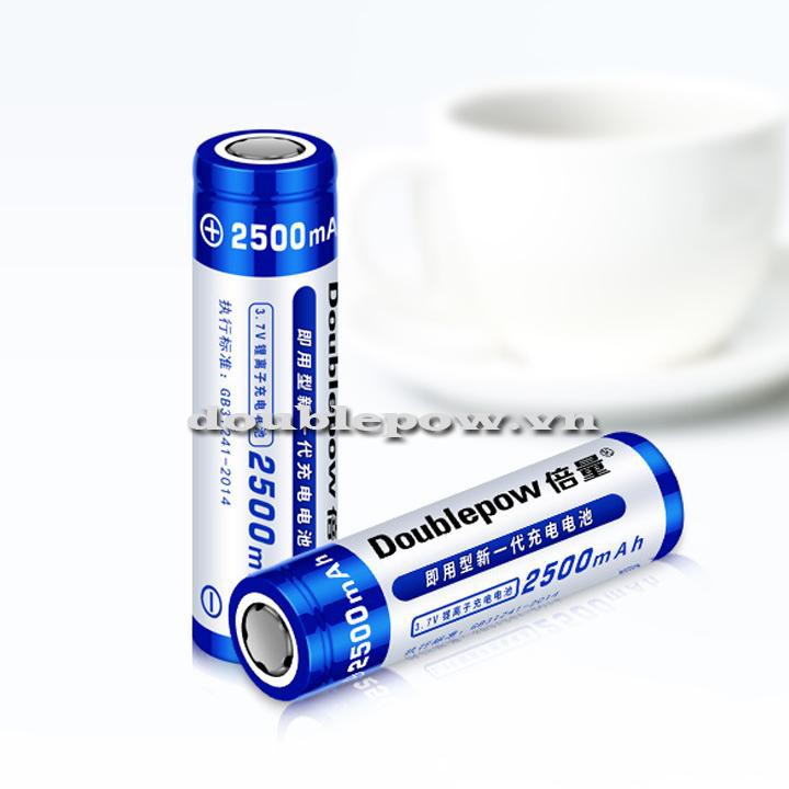 Cell pin sạc 18650 3.7V Doublepow dung lượng thực 2500mAh dùng cho sạc dự phòng, đóng pin các loại máy