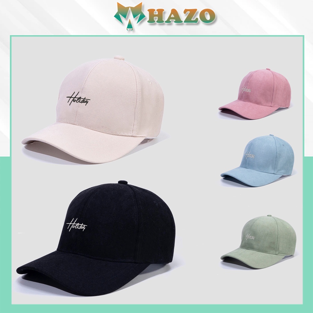 Mũ Lưỡi Trai Nón Kết Nhung Cao Cấp Thêu Chữ Holiday 440 Phong Cách Ulzzang Form Unisex Nam Nữ - Hazo