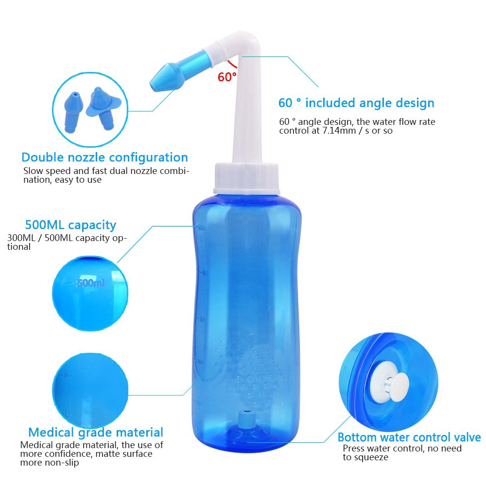 Bình xịt rửa mũi SALORIE 300ml/ 500ml vệ sinh chống dị ứng chăm sóc sức khỏe
