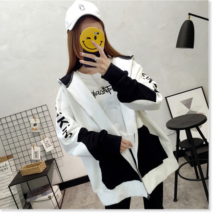 [Freeship] Áo khoác nữ form rộng hoodie nỉ dây kéo phối màu siêu xinh Meysikim | BigBuy360 - bigbuy360.vn