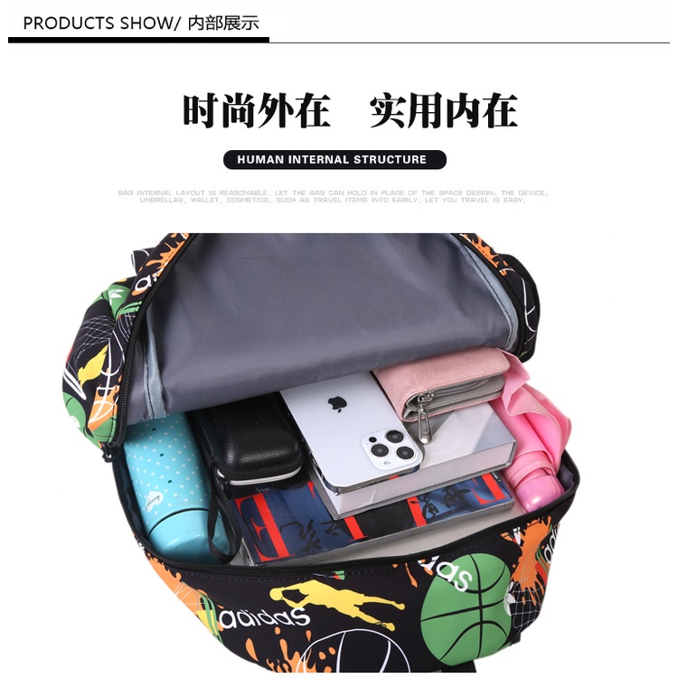 Adidax Ba Lô Đi Học / Tập Thể Thao Họa Tiết graffiti Đơn Giản Phong Cách Hàn Quốc Dành Cho Nam Và Nữ