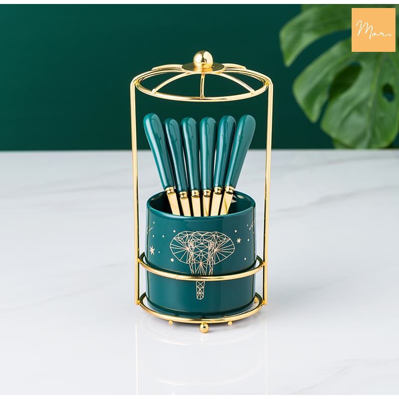 Bộ cốc sứ đựng thìa dĩa - OD6