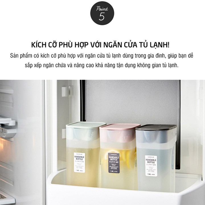 Bình nước đựng nước Lock&amp;Lock Handle Bottle 1.4L- HAP817MIT