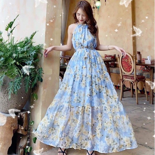 Váy maxi ⚡𝑺𝑰𝑬̂𝑼 𝑻𝑶̂𝑵 𝑫𝑨́𝑵𝑮⚡ Váy dáng dài đi biển, vải voan 2 lớp, mềm mại, hàng Quảng Châu cao cấp loại 1 | BigBuy360 - bigbuy360.vn