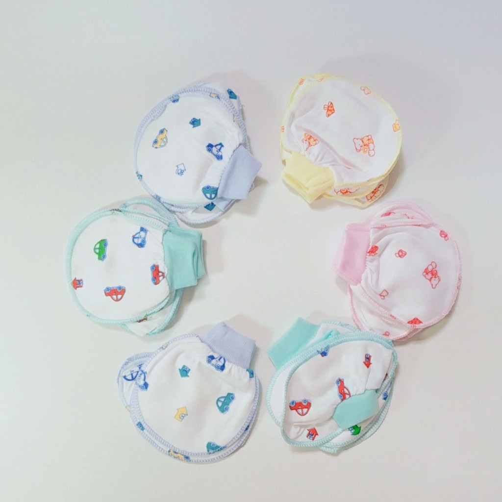Set 05 Đôi Bao Tay 5 Đôi Bao Chân Họa Tiết Đáng Yêu 100% Cotton
