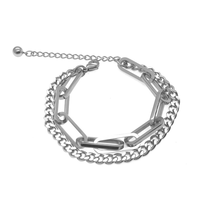 Vòng tay hai lớp bằng thép titan phong cách đường phố cá tính