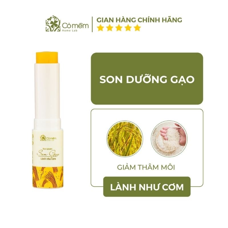 Son Dưỡng Môi Gạo Cỏ Mềm Chống Thâm Môi Dưỡng Không Màu Giảm Khô Nẻ Mùa Hanh Khô An Toàn Cho Cả Trẻ Sơ Sinh 3,6g