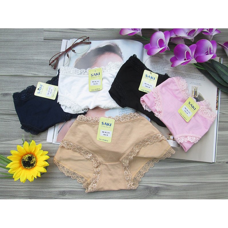 QUẦN LÓT NỮ COTTON PHỐI REN SAKI - QL211