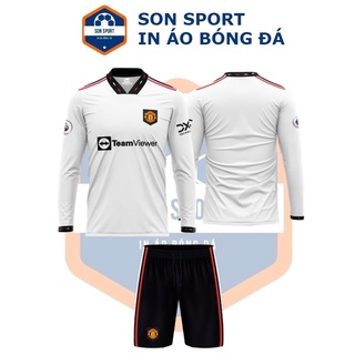 Bộ quần áo thể thao bóng đá dài tay clb manchester united trắng