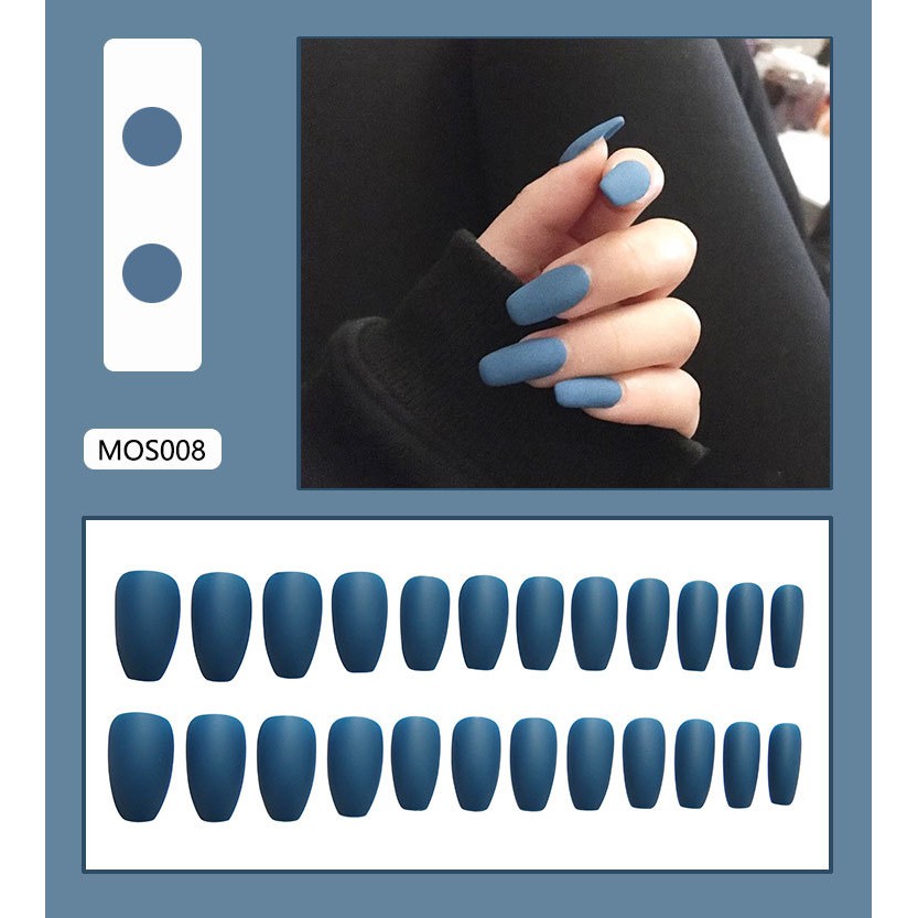 Bộ 24 móng tay giả màu lì cực xinh (kèm keo - dùng nhiều lần - mã MOS001-MOS009)