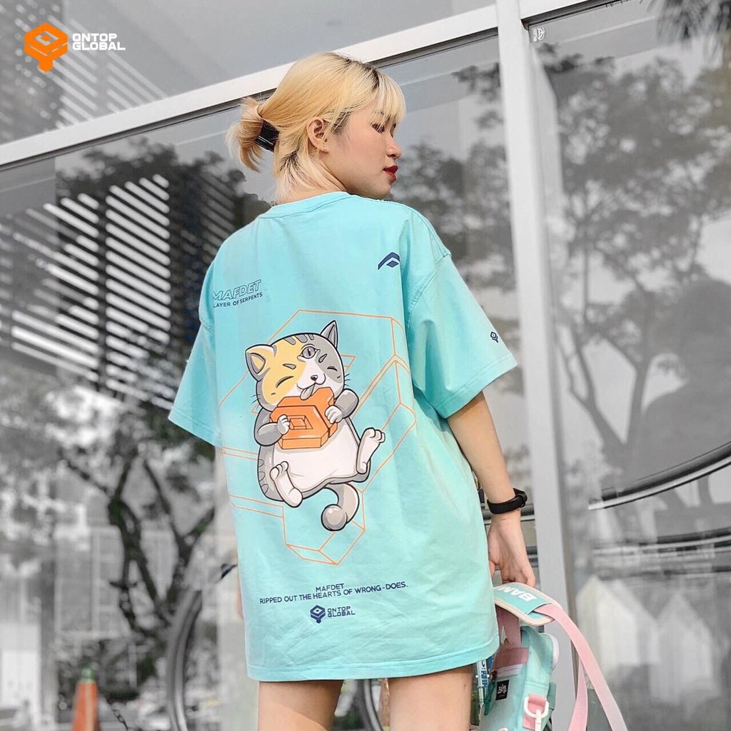 [FreeShip50K] Áo Thun Đôi Mèo Kute 2 Màu Đen, Xanh  Tặng Kèm Gương Mini Siêu Xinh