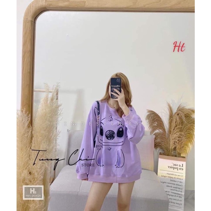 Áo swearter nỉ cotton Stich tím H2A