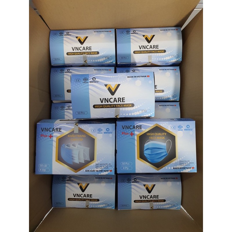 Combo 3 hộp khẩu trang màu xanh VNCARE (Chính hãng)