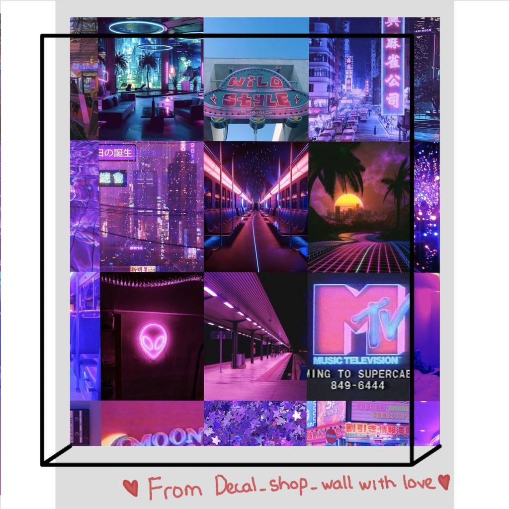[FREESHIP  EXTRA] Wall Collage dán tường trang trí decor phòng ngủ - theme VAPORWAVE neon siêu bắt mắt