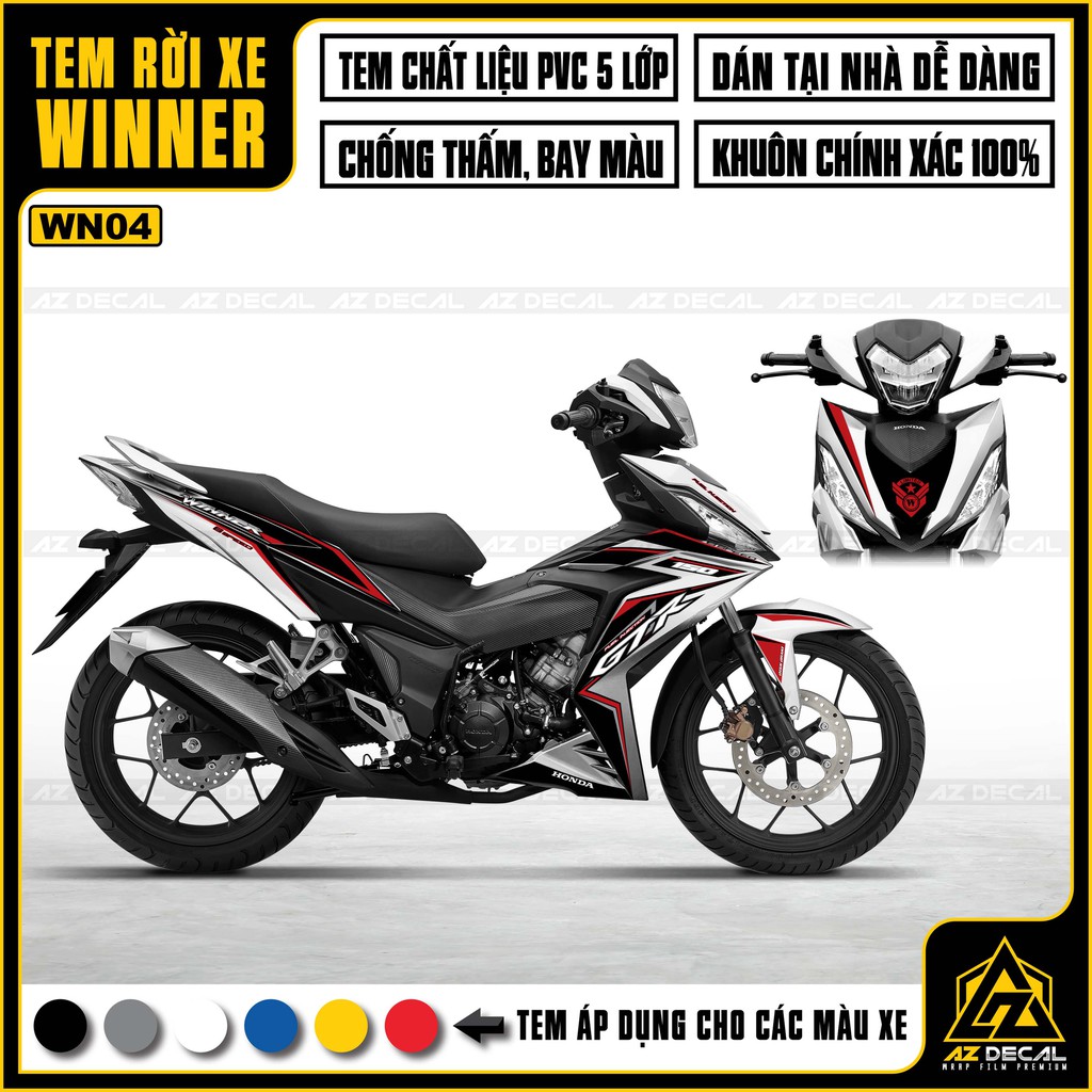 Tem Winner V1/150 Mẫu GTR | WN04 | Tem Xe Máy Honda Winner Chất Liệu Decal Chống Thấm Nước, Chống Bay Màu