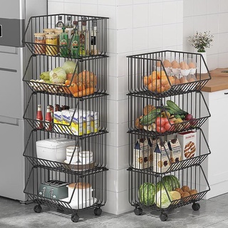 Kệ sắt nhiều tầng có bánh xe để đồ dùng nhà bếp, kệ đựng rau củ, hoa quả, trái cây, gia vị, đồ dùng nhà bếp cao cấp