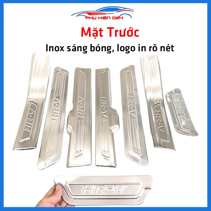 Bộ ốp bậc cửa trong ngoài nẹp bước chân HRV, HR-V 2018-2019-2020-2021-2022 Inox chống trầy trang trí xe