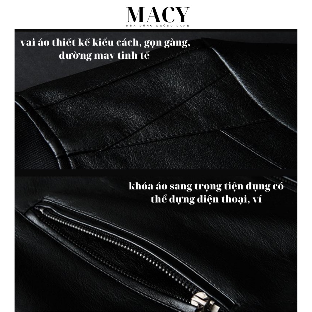 Áo khoác da nam Macy ADMACY2, áo bomber cao cấp