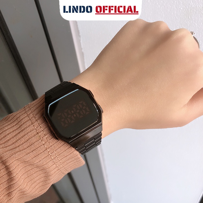 Đồng hồ led nam nữ cảm ứng tráng gương thép không gỉ chính hãng cao cấp unisex D-ZINER LED07